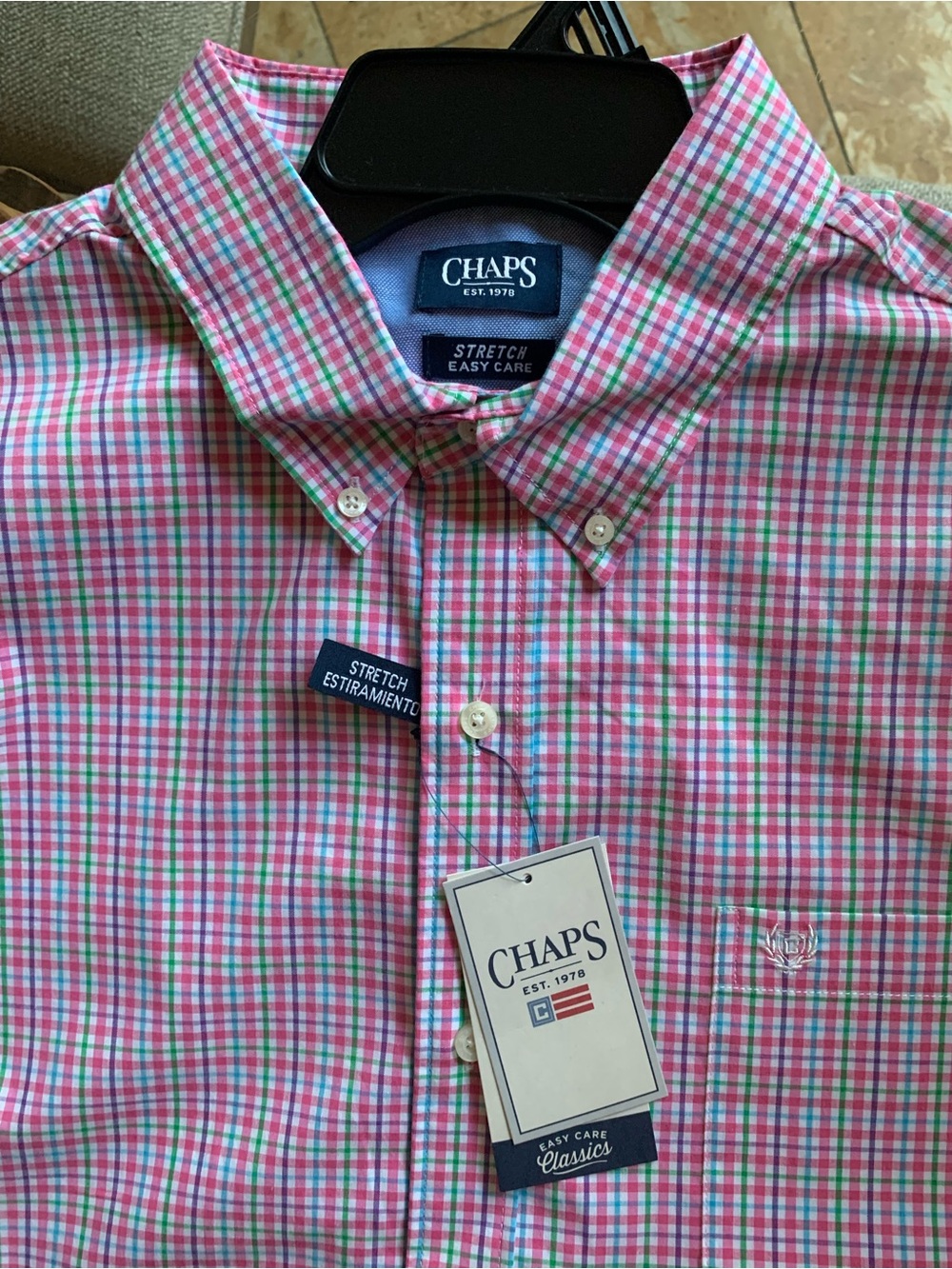 Chaps Pink & Green Plaid Button-Down Shirt - Picture 4 of 4